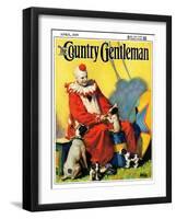 "Circus Clown and Show Dogs," Country Gentleman Cover, April 1, 1929-Ray C. Strang-Framed Giclee Print