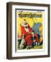 "Circus Clown and Show Dogs," Country Gentleman Cover, April 1, 1929-Ray C. Strang-Framed Giclee Print