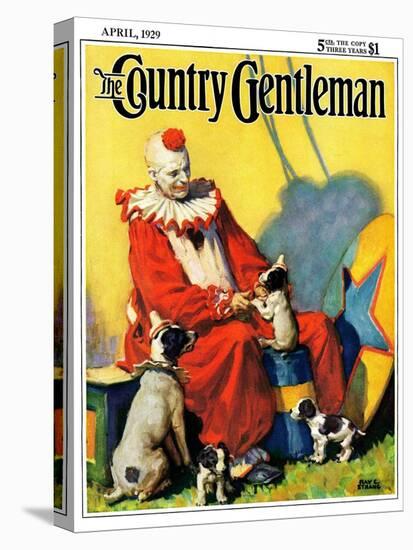 "Circus Clown and Show Dogs," Country Gentleman Cover, April 1, 1929-Ray C. Strang-Stretched Canvas