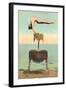 Circus Contortionist at Beach-null-Framed Art Print