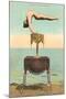Circus Contortionist at Beach-null-Mounted Art Print