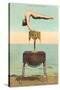 Circus Contortionist at Beach-null-Stretched Canvas