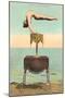 Circus Contortionist at Beach-null-Mounted Art Print