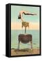 Circus Contortionist at Beach-null-Framed Stretched Canvas