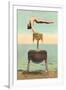 Circus Contortionist at Beach-null-Framed Art Print