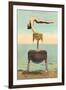 Circus Contortionist at Beach-null-Framed Art Print