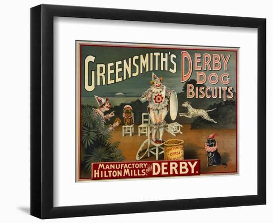 Circus Dogs Advertising 'Greensmiths Derby' Dog Biscuits-null-Framed Photographic Print