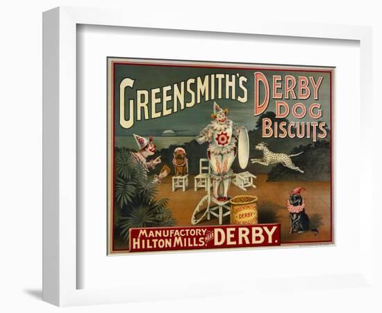 Circus Dogs Advertising 'Greensmiths Derby' Dog Biscuits-null-Framed Photographic Print