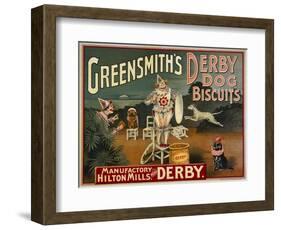 Circus Dogs Advertising "Greensmiths Derby" Dog Biscuits-null-Framed Photographic Print