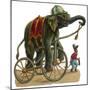 Circus Elephant and Monkey-null-Mounted Art Print
