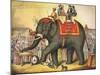 Circus Elephant and Riders-null-Mounted Giclee Print