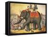 Circus Elephant and Riders-null-Framed Stretched Canvas