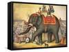 Circus Elephant and Riders-null-Framed Stretched Canvas