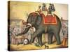 Circus Elephant and Riders-null-Stretched Canvas