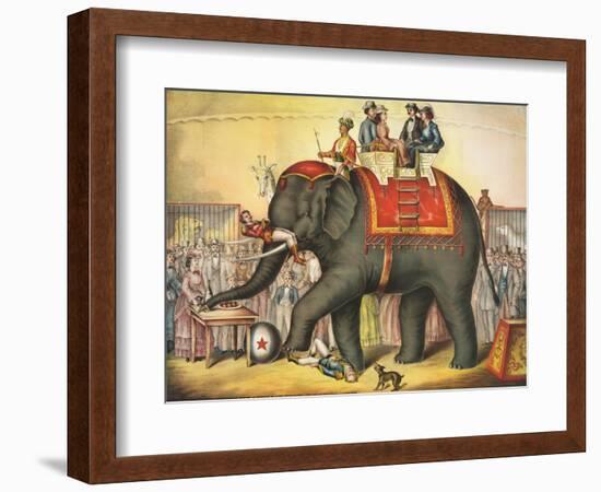 Circus Elephant and Riders-null-Framed Giclee Print