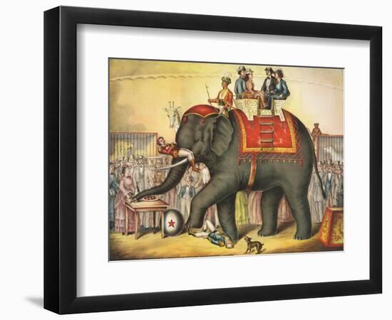 Circus Elephant and Riders-null-Framed Giclee Print