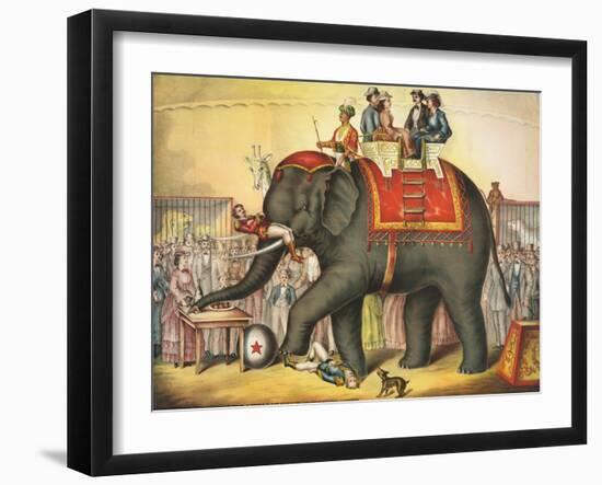 Circus Elephant and Riders-null-Framed Giclee Print