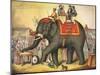 Circus Elephant and Riders-null-Mounted Giclee Print