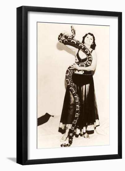 Circus Lady with Large Snake-null-Framed Art Print