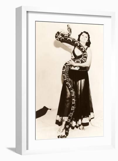 Circus Lady with Large Snake-null-Framed Art Print