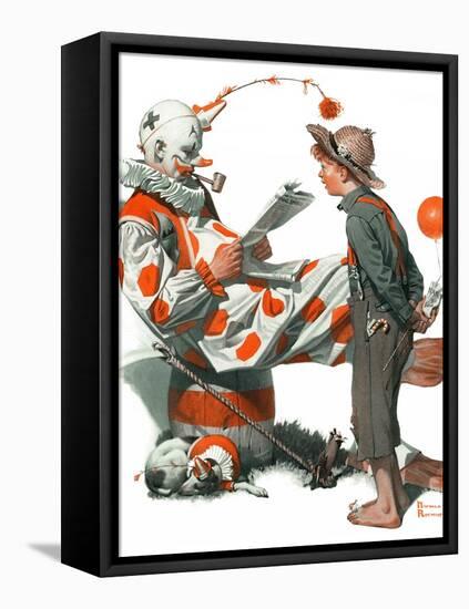 "Circus" or "Meeting the Clown", May 18,1918-Norman Rockwell-Framed Stretched Canvas