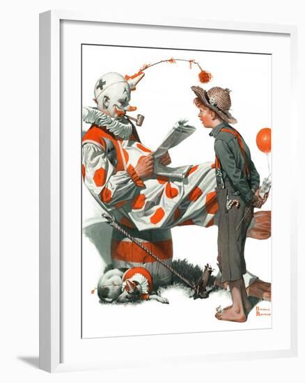 "Circus" or "Meeting the Clown", May 18,1918-Norman Rockwell-Framed Giclee Print