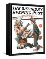 "Circus" or "Meeting the Clown" Saturday Evening Post Cover, May 18,1918-Norman Rockwell-Framed Stretched Canvas