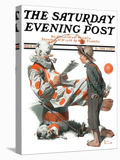 "Circus" or "Meeting the Clown" Saturday Evening Post Cover, May 18,1918-Norman Rockwell-Stretched Canvas