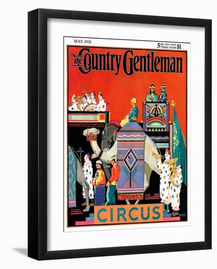 "Circus Parade," Country Gentleman Cover, May 1, 1931-Kraske-Framed Giclee Print