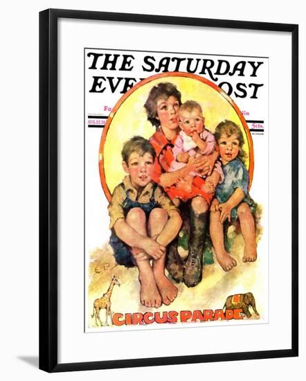 "Circus Parade," Saturday Evening Post Cover, August 25, 1928-Ellen Pyle-Framed Giclee Print