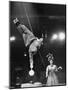 Circus Performer Balancer Unus Standing on His Index Finger on Globe Feet in Air Back of Head-Ralph Morse-Mounted Photographic Print