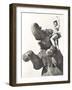 Circus Performer Posing on Elephant-null-Framed Photo