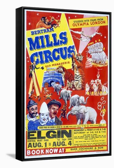 Circus Poster, B. Mills-null-Framed Stretched Canvas