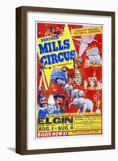 Circus Poster, B. Mills-null-Framed Art Print