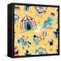 Circus Seamless Pattern, Animals and Entertainment Elements-Totallypic-Framed Stretched Canvas