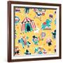 Circus Seamless Pattern, Animals and Entertainment Elements-Totallypic-Framed Art Print