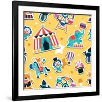 Circus Seamless Pattern, Animals and Entertainment Elements-Totallypic-Framed Art Print