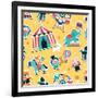 Circus Seamless Pattern, Animals and Entertainment Elements-Totallypic-Framed Art Print