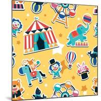 Circus Seamless Pattern, Animals and Entertainment Elements-Totallypic-Mounted Art Print