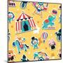 Circus Seamless Pattern, Animals and Entertainment Elements-Totallypic-Mounted Art Print