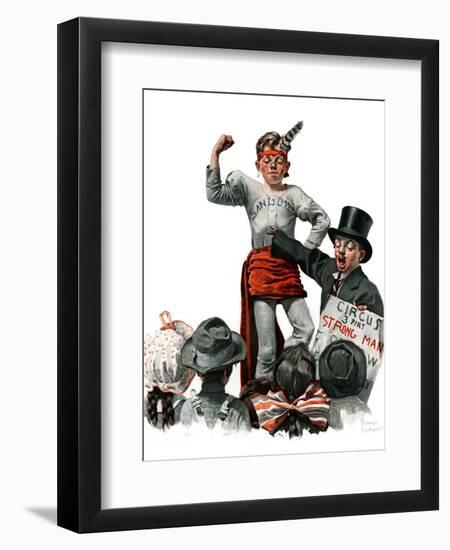 "Circus Strongman", June 3,1916-Norman Rockwell-Framed Giclee Print