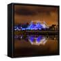Circus Style Blue Tent At Night-rihardzz-Framed Stretched Canvas