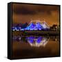 Circus Style Blue Tent At Night-rihardzz-Framed Stretched Canvas