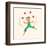 Circus Theme Juggler Elements-notkoo-Framed Art Print