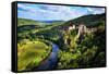 Cirq La Popie Village on the Cliffs Scenic View, France-MartinM303-Framed Stretched Canvas