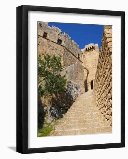 Citadel and Acropolis of Lindos, Rhodes, Dodecanese, Greek Islands, Greece, Europe-null-Framed Photographic Print