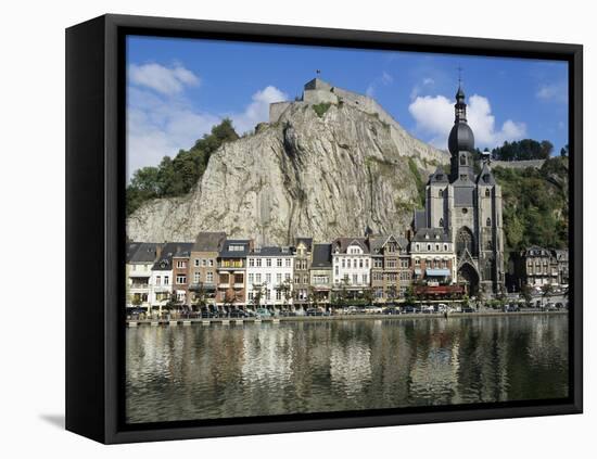 Citadel and Collegiate Church on River Meuse, Dinant, Wallonia, Belgium-Stuart Black-Framed Stretched Canvas