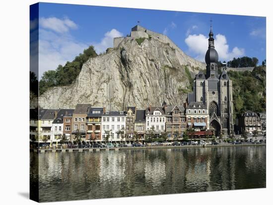 Citadel and Collegiate Church on River Meuse, Dinant, Wallonia, Belgium-Stuart Black-Stretched Canvas