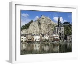 Citadel and Collegiate Church on River Meuse, Dinant, Wallonia, Belgium-Stuart Black-Framed Photographic Print