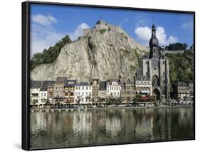 Citadel and Collegiate Church on River Meuse, Dinant, Wallonia, Belgium-Stuart Black-Framed Photographic Print